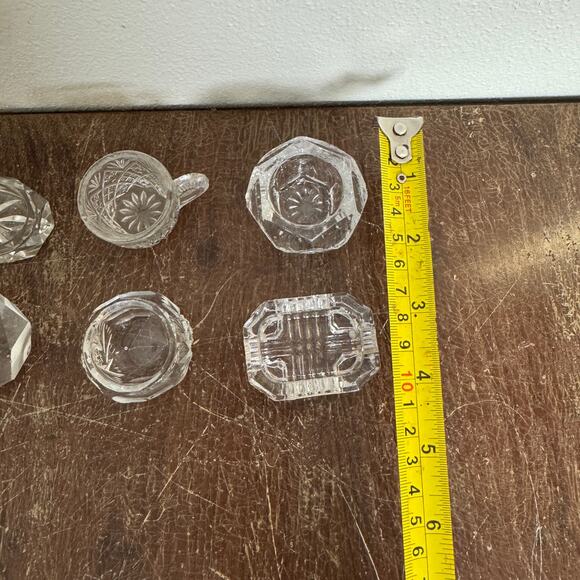 Antique Vintage Lot 8 Pressed Blown Glass Decorative Ornate‎ Salt Cellar Bundle - Picture 5 of 16